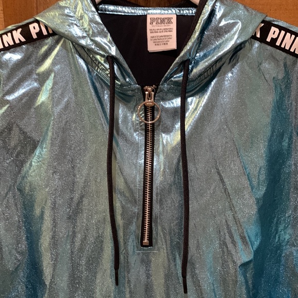 PINK Victoria’s Secret Foil Iridescent Pullover Jacket Light Blue XS/S N… - Picture 3 of 13